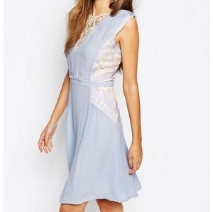 French Connection blush a-line dress with lace